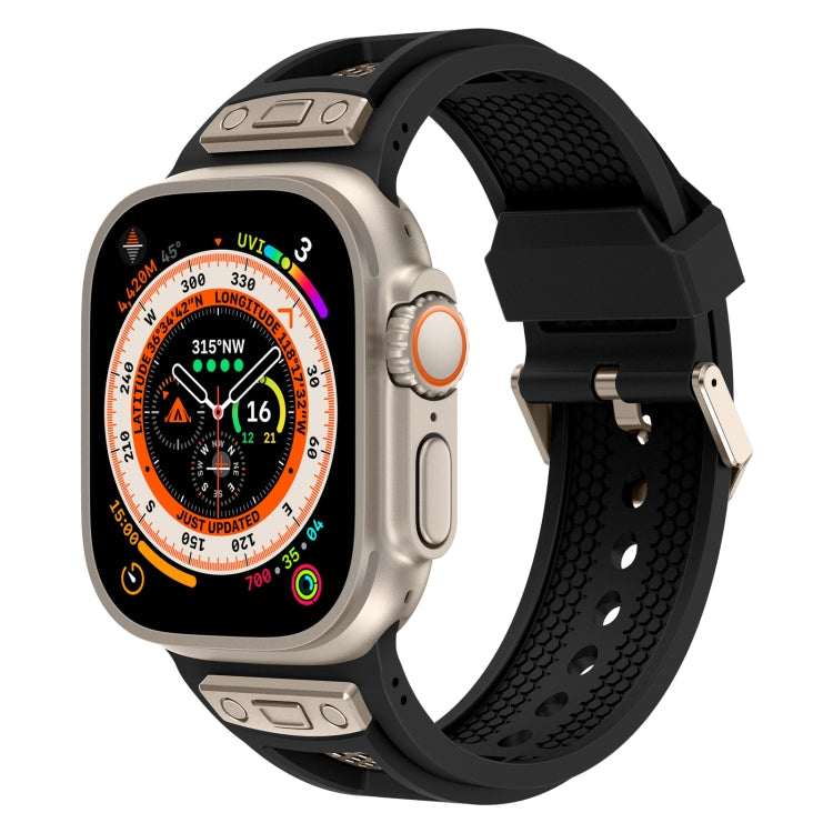 For Apple Watch Ultra 49mm Breathable Stainless Steel Mesh TPU Watch Band(Black Titanium) by bashfashion