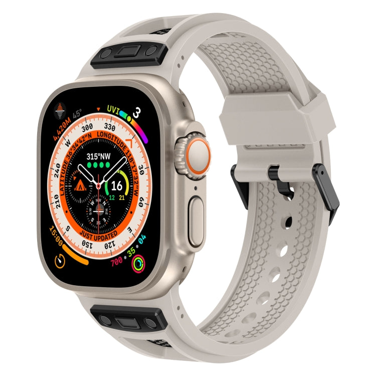For Apple Watch Ultra 49mm Breathable Stainless Steel Mesh TPU Watch Band(Starlight Black) by bashfashion