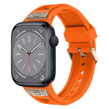 For Apple Watch Series 8 45mm Breathable Stainless Steel Mesh TPU Watch Band(Orange Titanium) by bashfashion