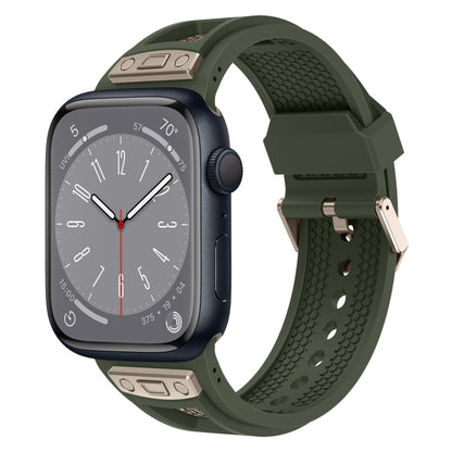 For Apple Watch Series 8 45mm Breathable Stainless Steel Mesh TPU Watch Band(Green Titanium) by bashfashion