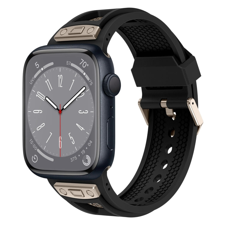 For Apple Watch Series 8 45mm Breathable Stainless Steel Mesh TPU Watch Band(Black Titanium) by bashfashion