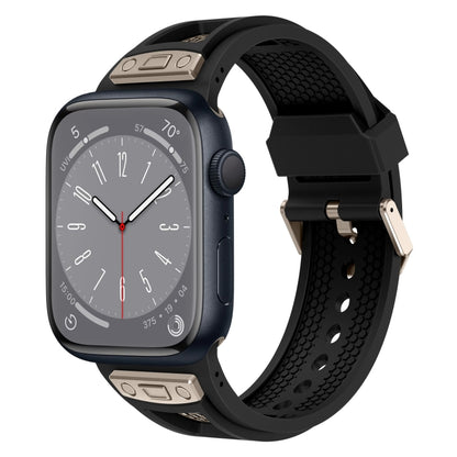For Apple Watch Series 8 45mm Breathable Stainless Steel Mesh TPU Watch Band(Black Titanium) by bashfashion