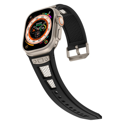 For Apple Watch Series 8 45mm Breathable Stainless Steel Mesh TPU Watch Band(Black Titanium) by bashfashion