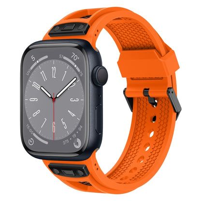 For Apple Watch Series 8 45mm Breathable Stainless Steel Mesh TPU Watch Band(Orange Black) by bashfashion