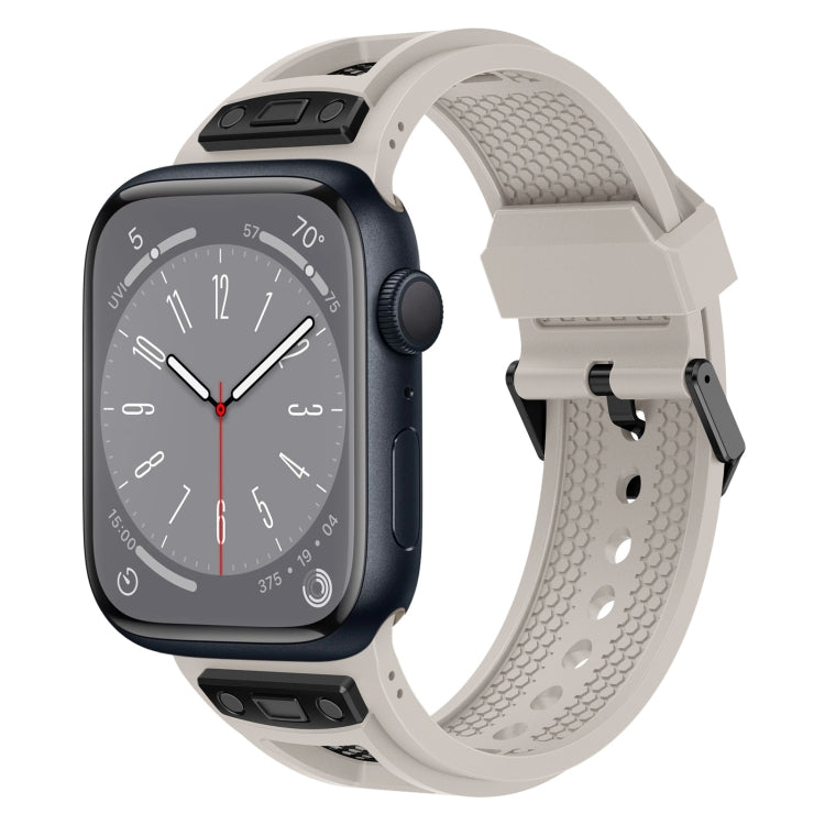 For Apple Watch Series 8 45mm Breathable Stainless Steel Mesh TPU Watch Band(Starlight Black) by bashfashion