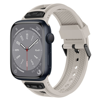 For Apple Watch Series 8 45mm Breathable Stainless Steel Mesh TPU Watch Band(Starlight Black) by bashfashion