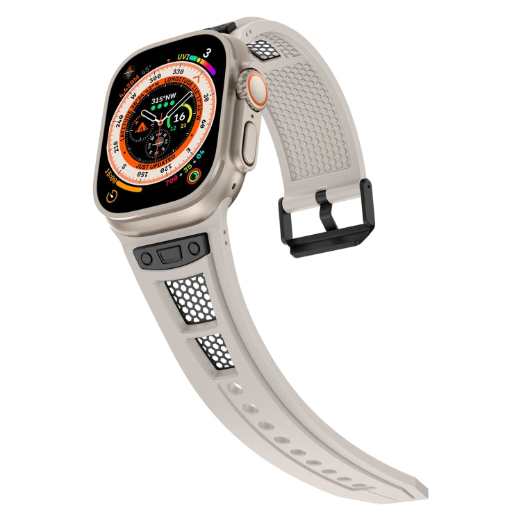For Apple Watch Series 8 45mm Breathable Stainless Steel Mesh TPU Watch Band(Starlight Black) by bashfashion