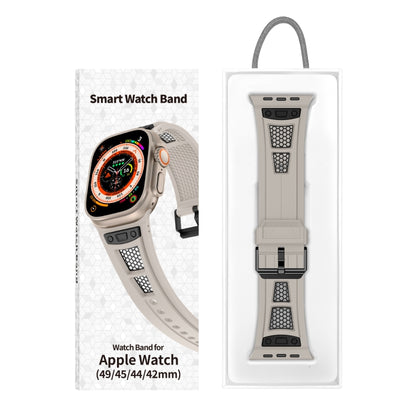 For Apple Watch Series 8 45mm Breathable Stainless Steel Mesh TPU Watch Band(Starlight Black) by bashfashion