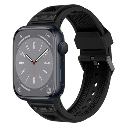 For Apple Watch Series 8 45mm Breathable Stainless Steel Mesh TPU Watch Band(Black Black) by bashfashion