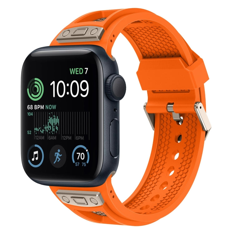 For Apple Watch SE 2022 44mm Breathable Stainless Steel Mesh TPU Watch Band(Orange Titanium) by bashfashion