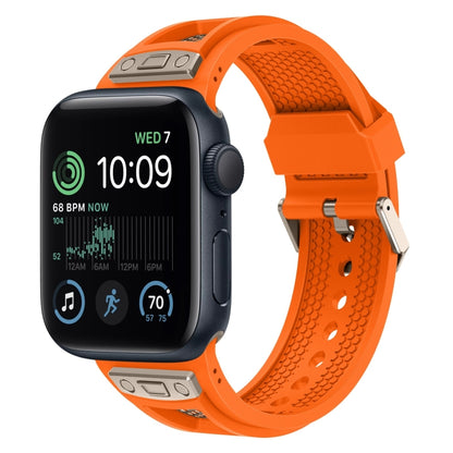 For Apple Watch SE 2022 44mm Breathable Stainless Steel Mesh TPU Watch Band(Orange Titanium) by bashfashion