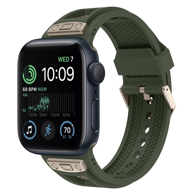 For Apple Watch SE 2022 44mm Breathable Stainless Steel Mesh TPU Watch Band(Green Titanium) by bashfashion
