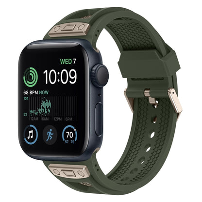 For Apple Watch SE 2022 44mm Breathable Stainless Steel Mesh TPU Watch Band(Green Titanium) by bashfashion