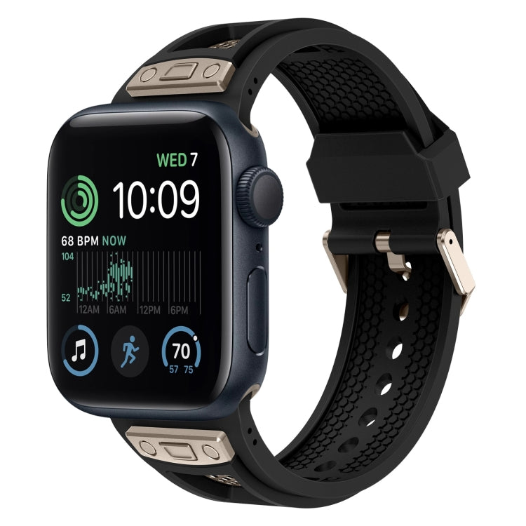 For Apple Watch SE 2022 44mm Breathable Stainless Steel Mesh TPU Watch Band(Black Titanium) by bashfashion