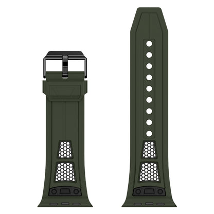 For Apple Watch SE 2022 44mm Breathable Stainless Steel Mesh TPU Watch Band(Green Black) by bashfashion