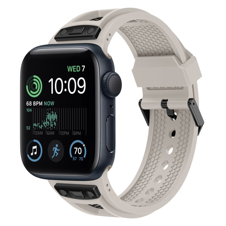 For Apple Watch SE 2022 44mm Breathable Stainless Steel Mesh TPU Watch Band(Starlight Black) by bashfashion