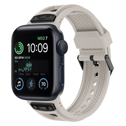 For Apple Watch SE 2022 44mm Breathable Stainless Steel Mesh TPU Watch Band(Starlight Black) by bashfashion