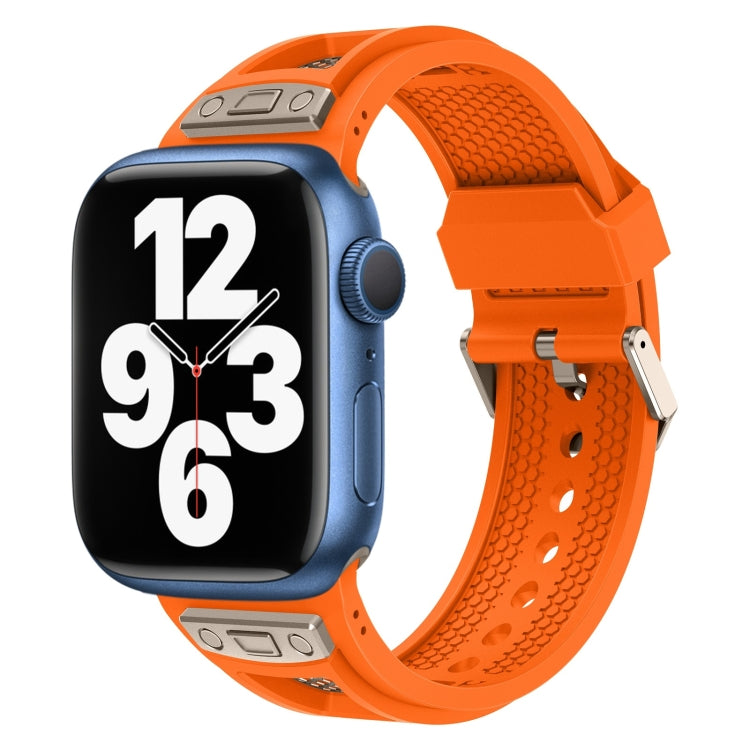 For Apple Watch Series 7 45mm Breathable Stainless Steel Mesh TPU Watch Band(Orange Titanium) by bashfashion