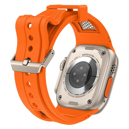 For Apple Watch Series 7 45mm Breathable Stainless Steel Mesh TPU Watch Band(Orange Titanium) by bashfashion