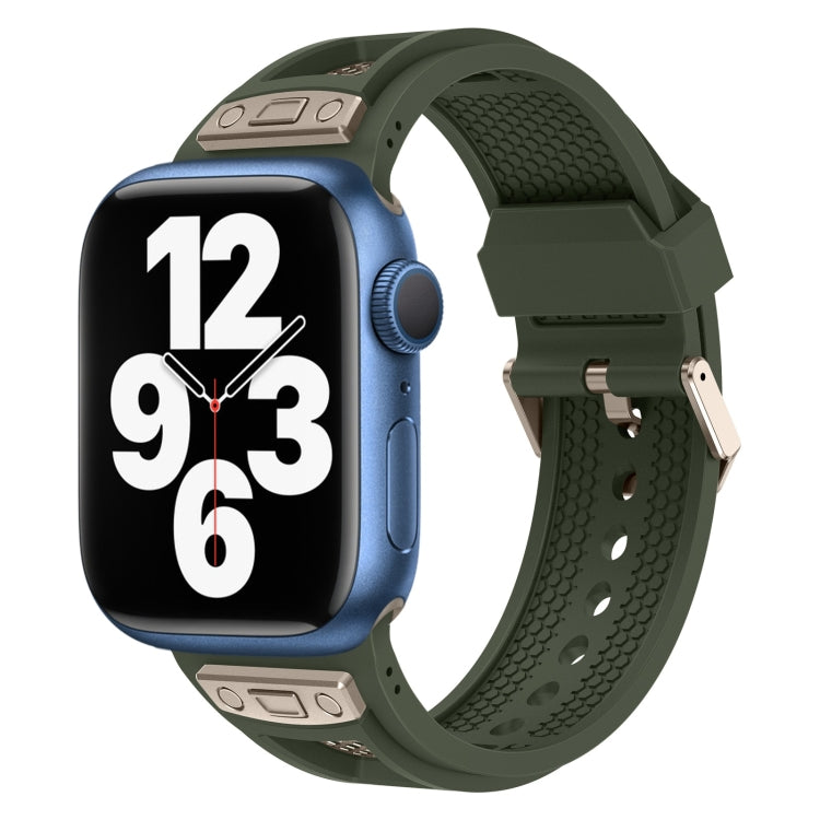 For Apple Watch Series 7 45mm Breathable Stainless Steel Mesh TPU Watch Band(Green Titanium) by bashfashion