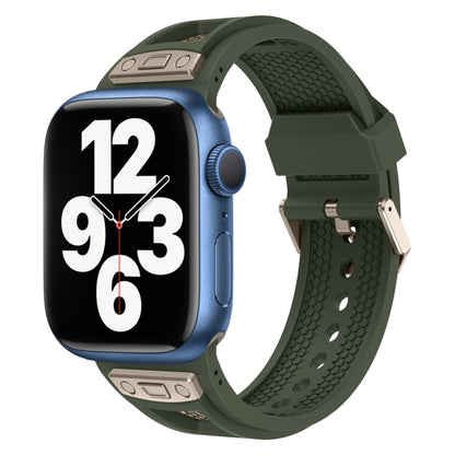 For Apple Watch Series 7 45mm Breathable Stainless Steel Mesh TPU Watch Band(Green Titanium) by bashfashion