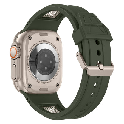 For Apple Watch Series 7 45mm Breathable Stainless Steel Mesh TPU Watch Band(Green Titanium) by bashfashion