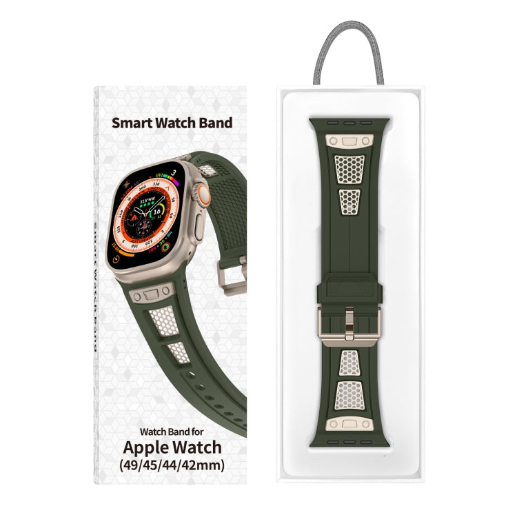 For Apple Watch Series 7 45mm Breathable Stainless Steel Mesh TPU Watch Band(Green Titanium) by bashfashion