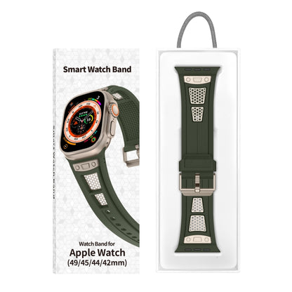 For Apple Watch Series 7 45mm Breathable Stainless Steel Mesh TPU Watch Band(Green Titanium) by bashfashion