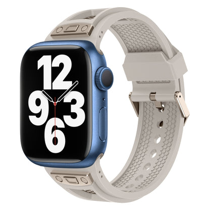For Apple Watch Series 7 45mm Breathable Stainless Steel Mesh TPU Watch Band(Starlight Titanium) by bashfashion