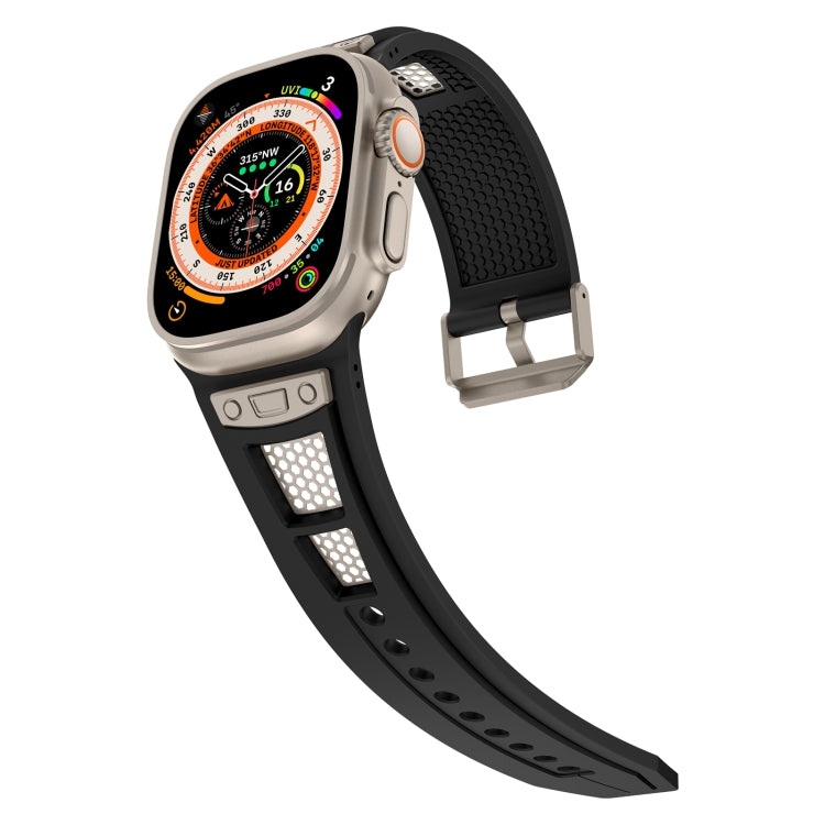 For Apple Watch Series 7 45mm Breathable Stainless Steel Mesh TPU Watch Band(Black Titanium) by bashfashion