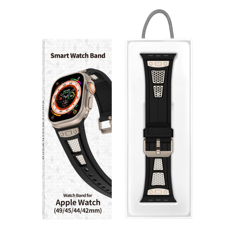 For Apple Watch Series 7 45mm Breathable Stainless Steel Mesh TPU Watch Band(Black Titanium) by bashfashion