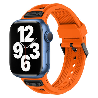 For Apple Watch Series 7 45mm Breathable Stainless Steel Mesh TPU Watch Band(Orange Black) by bashfashion