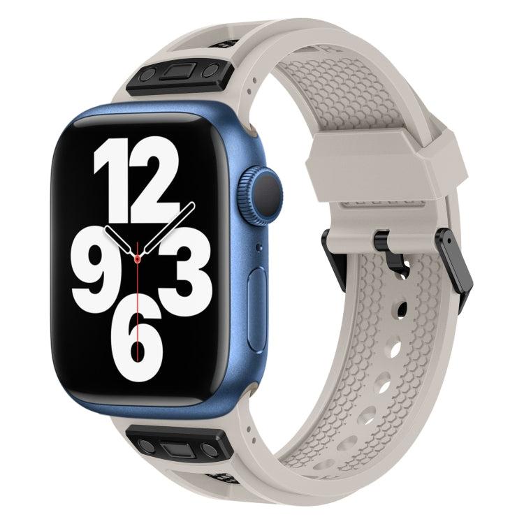 For Apple Watch Series 7 45mm Breathable Stainless Steel Mesh TPU Watch Band(Starlight Black) by bashfashion