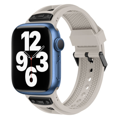 For Apple Watch Series 7 45mm Breathable Stainless Steel Mesh TPU Watch Band(Starlight Black) by bashfashion