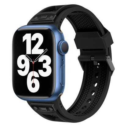 For Apple Watch Series 7 45mm Breathable Stainless Steel Mesh TPU Watch Band(Black Black) by bashfashion