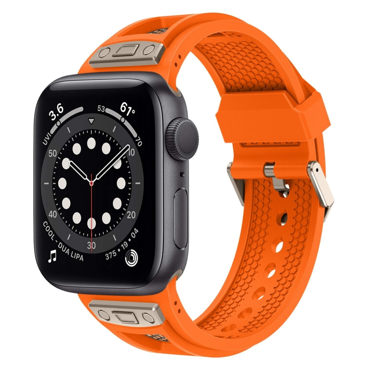 For Apple Watch Series 6 44mm Breathable Stainless Steel Mesh TPU Watch Band(Orange Titanium) by bashfashion