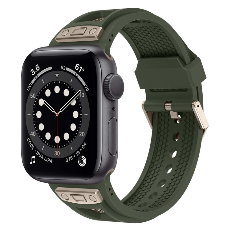 For Apple Watch Series 6 44mm Breathable Stainless Steel Mesh TPU Watch Band(Green Titanium) by bashfashion