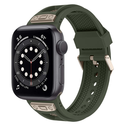 For Apple Watch Series 6 44mm Breathable Stainless Steel Mesh TPU Watch Band(Green Titanium) by bashfashion