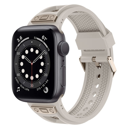For Apple Watch Series 6 44mm Breathable Stainless Steel Mesh TPU Watch Band(Starlight Titanium) by bashfashion
