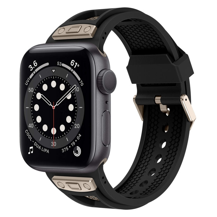 For Apple Watch Series 6 44mm Breathable Stainless Steel Mesh TPU Watch Band(Black Titanium) by bashfashion