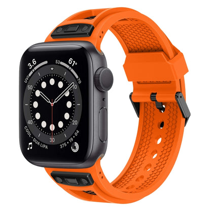 For Apple Watch Series 6 44mm Breathable Stainless Steel Mesh TPU Watch Band(Orange Black) by bashfashion