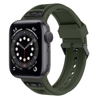 For Apple Watch Series 6 44mm Breathable Stainless Steel Mesh TPU Watch Band(Green Black) by bashfashion