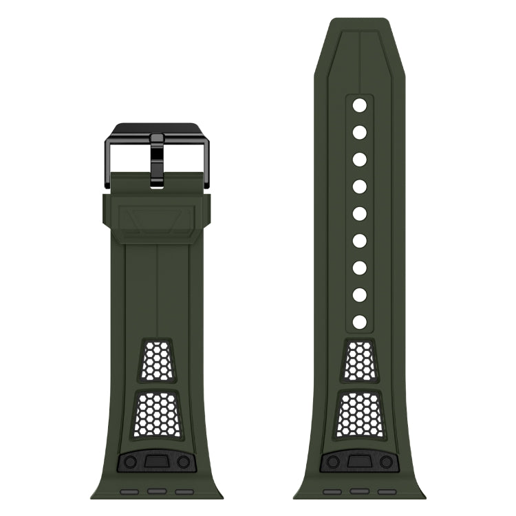 For Apple Watch Series 6 44mm Breathable Stainless Steel Mesh TPU Watch Band(Green Black) by bashfashion