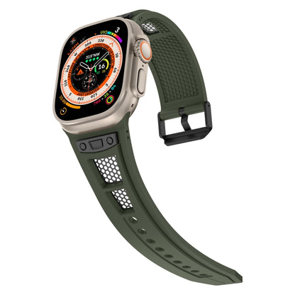 For Apple Watch Series 6 44mm Breathable Stainless Steel Mesh TPU Watch Band(Green Black) by bashfashion