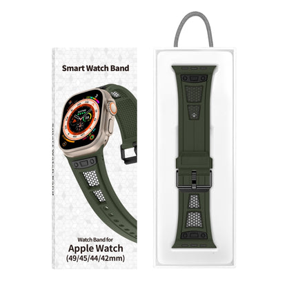 For Apple Watch Series 6 44mm Breathable Stainless Steel Mesh TPU Watch Band(Green Black) by bashfashion