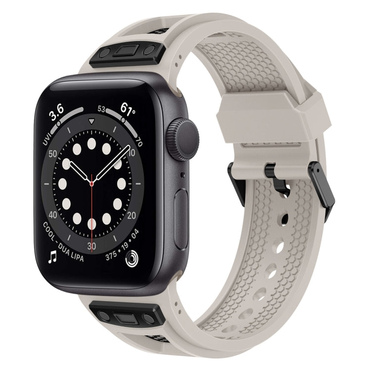 For Apple Watch Series 6 44mm Breathable Stainless Steel Mesh TPU Watch Band(Starlight Black) by bashfashion