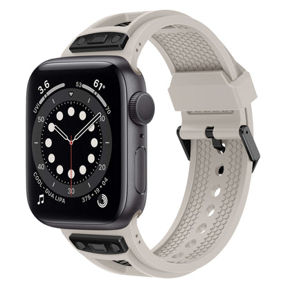 For Apple Watch Series 6 44mm Breathable Stainless Steel Mesh TPU Watch Band(Starlight Black) by bashfashion