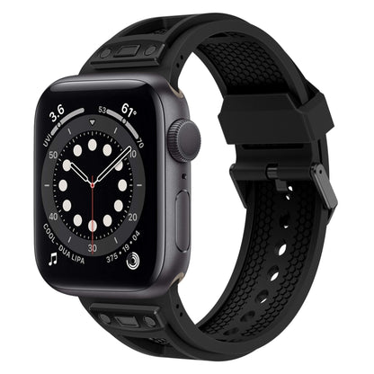 For Apple Watch Series 6 44mm Breathable Stainless Steel Mesh TPU Watch Band(Black Black) by bashfashion