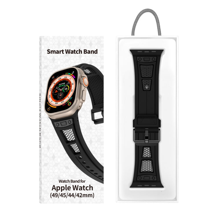 For Apple Watch Series 6 44mm Breathable Stainless Steel Mesh TPU Watch Band(Black Black) by bashfashion
