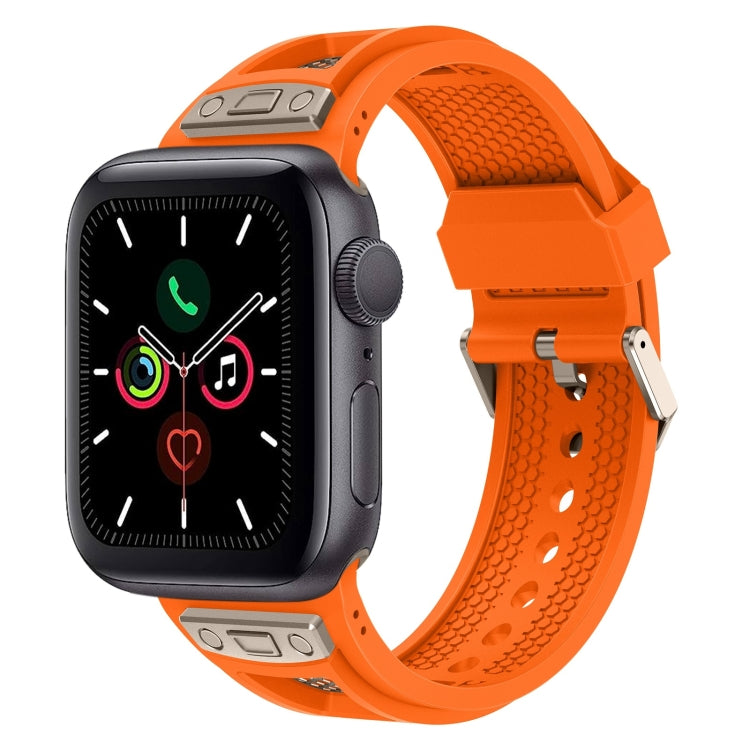 For Apple Watch Series 5 44mm Breathable Stainless Steel Mesh TPU Watch Band(Orange Titanium) by bashfashion